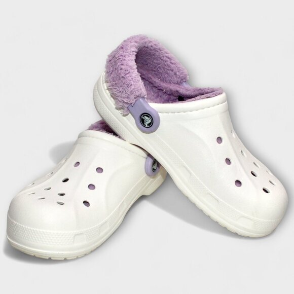 Crocs Unisex Baya lined fuzz strap clog white/lavender US Women's 8/Men's 6 - Picture 9 of 11